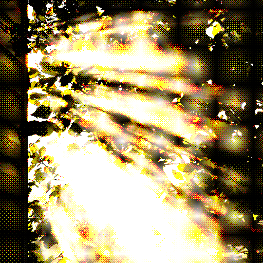 Dithered Image of Sunlight through Leaves (8-bit color)